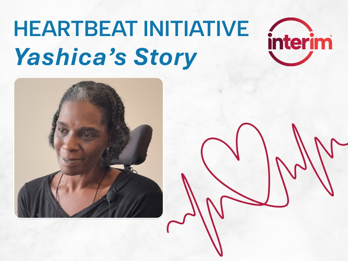 Graphic featuring the title "Heartbeat Initiative: Yashica's Story" along with a photo of Yashica smiling.